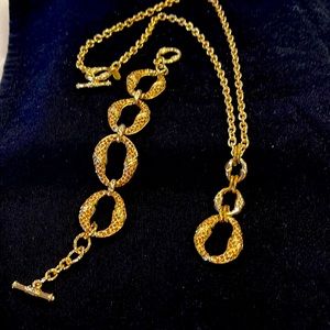 Landau gold long necklace and bracelet